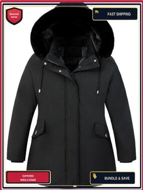 Plus Size Puffer Down Coat Women's Waterproof Windproof Winter Jacket Removable